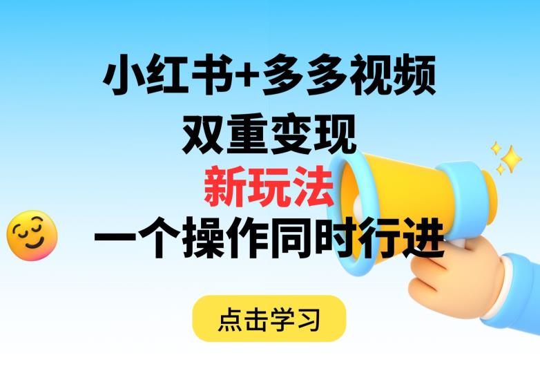 多多视频+小红书，双重变现新玩法，可同时进行【揭秘】-辉硕副业