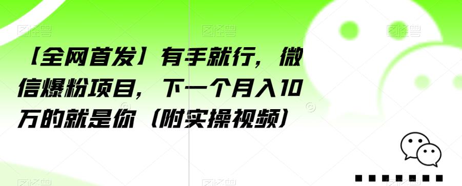 【全网首发】有手就行，微信爆粉项目，下一个月入10万的就是你（附实操视频）【揭秘】-辉硕副业