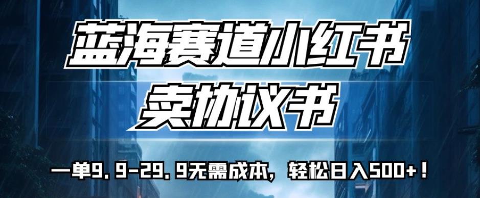 蓝海赛道小红书卖协议书，一单9.9-29.9无需成本，轻松日入500+!【揭秘】-辉硕副业