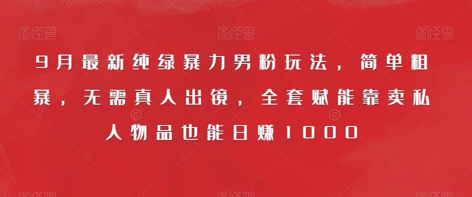 9月最新纯绿暴力男粉玩法，简单粗暴，无需真人出镜，全套赋能靠卖私人物品也能日赚1000-辉硕副业