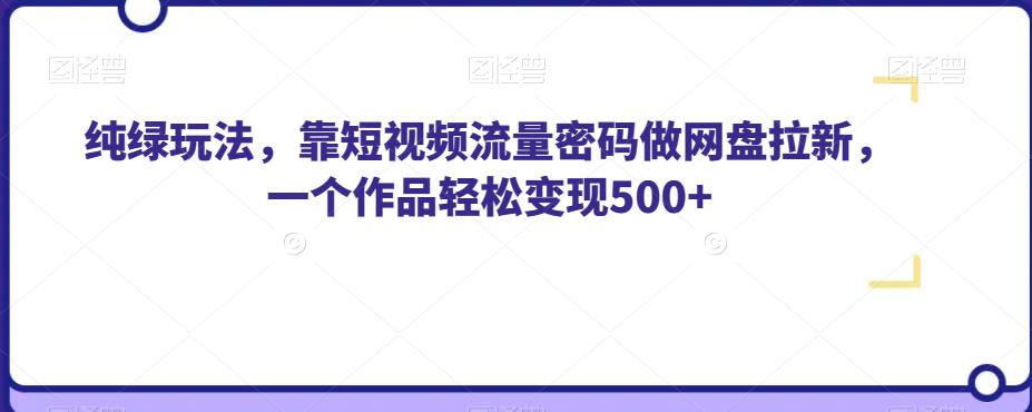 纯绿玩法，靠短视频流量密码做网盘拉新，一个作品轻松变现500+【揭秘】-辉硕副业