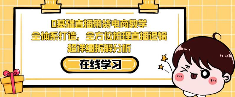 零基础直播带货电商教学，全方位梳理直播逻辑，超详细拆解分析-辉硕副业