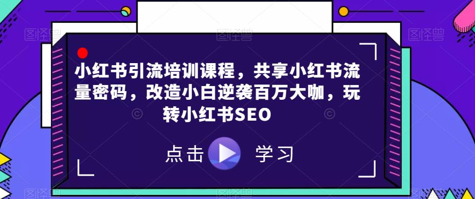 小红书引流培训课程，共享小红书流量密码，改造小白逆袭百万大咖，玩转小红书SEO-辉硕副业