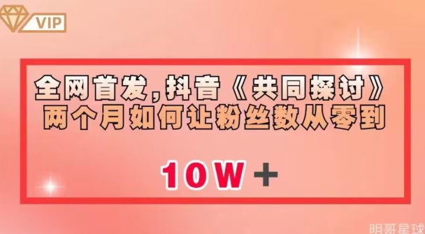 全网首发，抖音《共同探讨》两个月如何让粉丝数从零到10w【揭秘】-辉硕副业