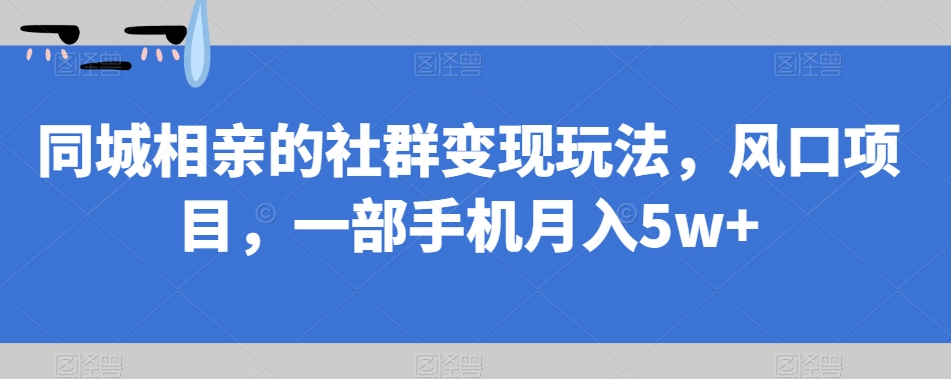 同城相亲的社群变现玩法，风口项目，一部手机月入5w+【揭秘】-辉硕副业