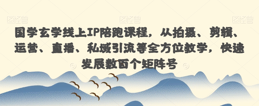 国学玄学线上IP陪跑课程，从拍摄、剪辑、运营、直播、私域引流等全方位教学，快速发展数百个矩阵号-辉硕副业