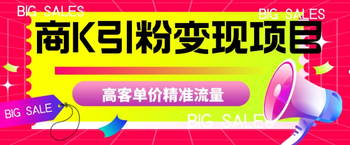 商K引粉变现项目，高客单价精准流量【揭秘】-辉硕副业