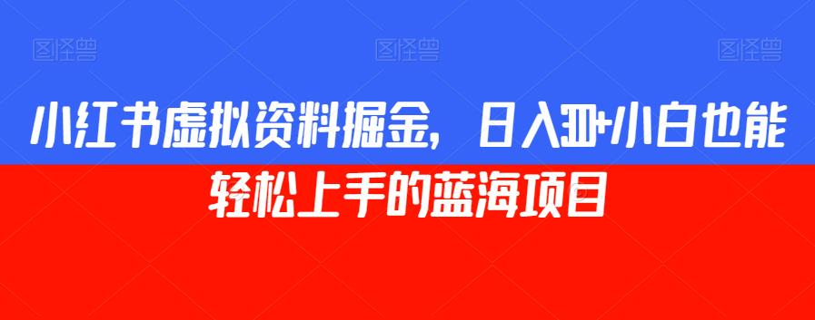 小红书虚拟资料掘金，日入300+小白也能轻松上手的蓝海项目【揭秘】-辉硕副业