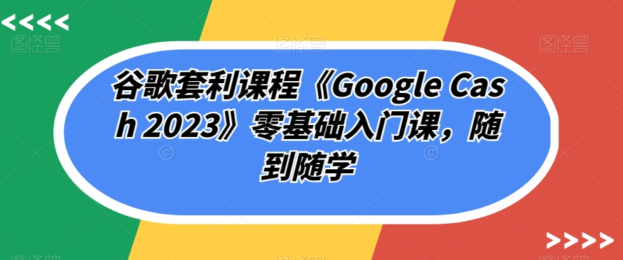 谷歌套利课程《Google Cash 2023》零基础入门课，随到随学-辉硕副业