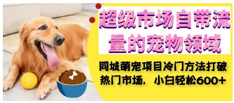 超级市场自带流量的宠物领域，同城萌宠项目冷门方法打破热门市场，小白轻松600+-辉硕副业
