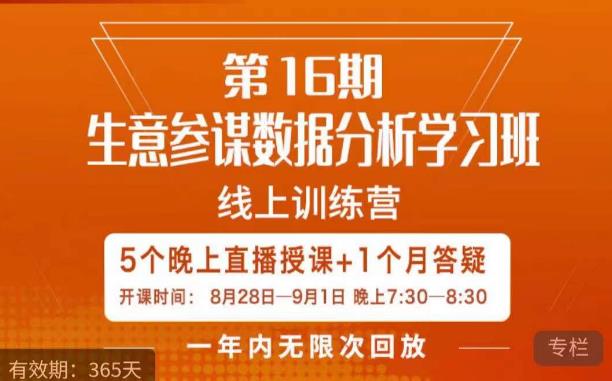 宁静·生意参谋数据分析学习班，解决商家4大痛点，学会分析数据，打造爆款！-辉硕副业
