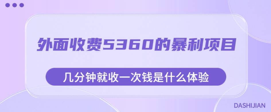 外面收费5360的暴利项目，几分钟就收一次钱是什么体验，附素材【揭秘】-辉硕副业