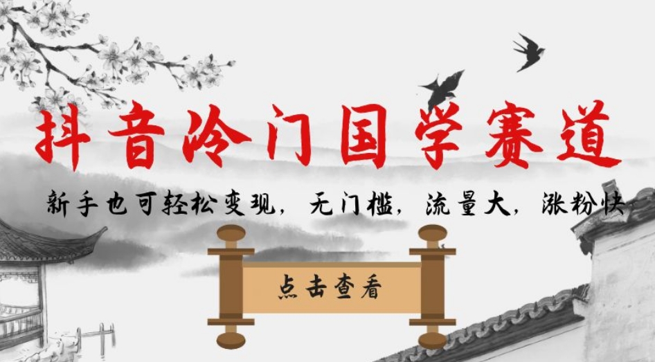 抖音冷门国学赛道，新手也可轻松变现，无门槛，流量大，涨粉快-辉硕副业