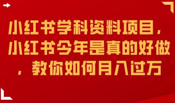 小红书学科资料项目，小红书今年是真的好做，教你如何月入过万【揭秘】-辉硕副业