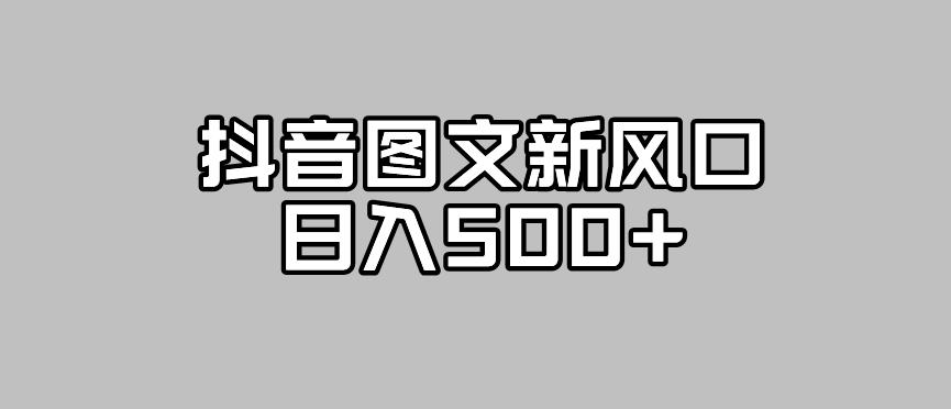 抖音图文最新风口，流量扶持非常高，日入500+【揭秘】-辉硕副业