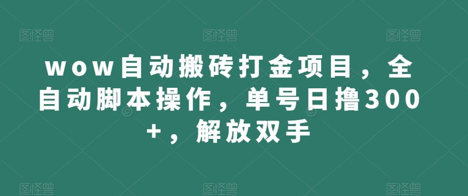 wow自动搬砖打金项目，全自动脚本操作，单号日撸300+，解放双手【揭秘】-辉硕副业