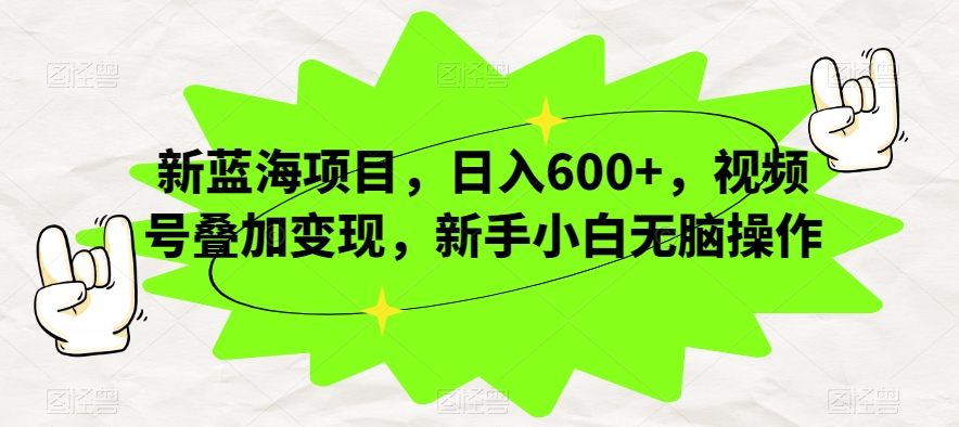 新蓝海项目，日入600+，视频号叠加变现，新手小白无脑操作【揭秘】-辉硕副业