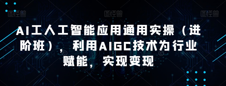 AI工人工智能应用通用实操（进阶班），利用AIGC技术为行业赋能，实现变现-辉硕副业
