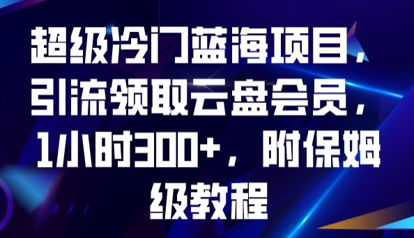 超级冷门蓝海项目，引流领取云盘会员，1小时300+，附保姆级教程-辉硕副业