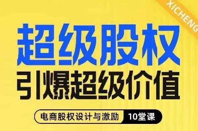 超级股权引爆超级价值，电商股权设计与激励10堂线上课-辉硕副业