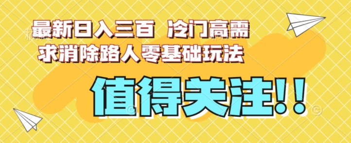 最新日入三百，冷门高需求消除路人零基础玩法【揭秘】-辉硕副业