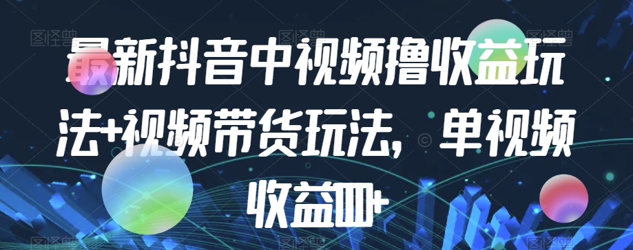 最新抖音中视频撸收益玩法+视频带货，单视频收益1000+-辉硕副业