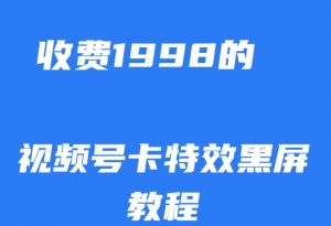 外面收费1998的视频号卡特效黑屏玩法,条条原创,轻松热门【揭秘】-辉硕副业