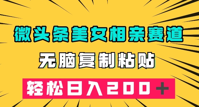 微头条冷门美女相亲赛道，无脑复制粘贴，轻松日入200＋【揭秘】-辉硕副业