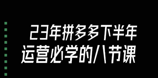 大牙·23年下半年拼多多运营必学的八节课（18节完整）-辉硕副业