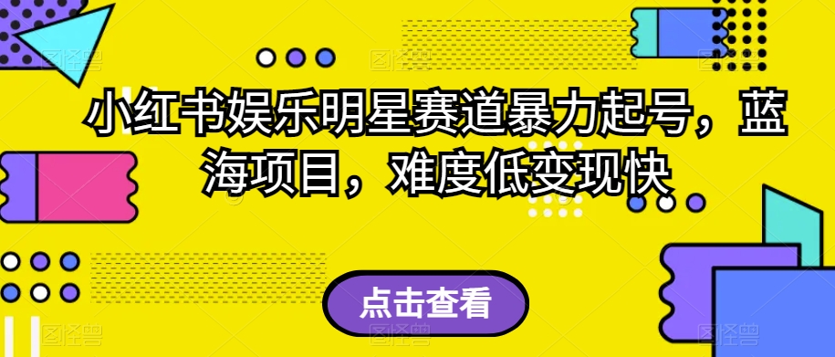 小红书娱乐明星赛道暴力起号，蓝海项目，难度低变现快【揭秘】-辉硕副业