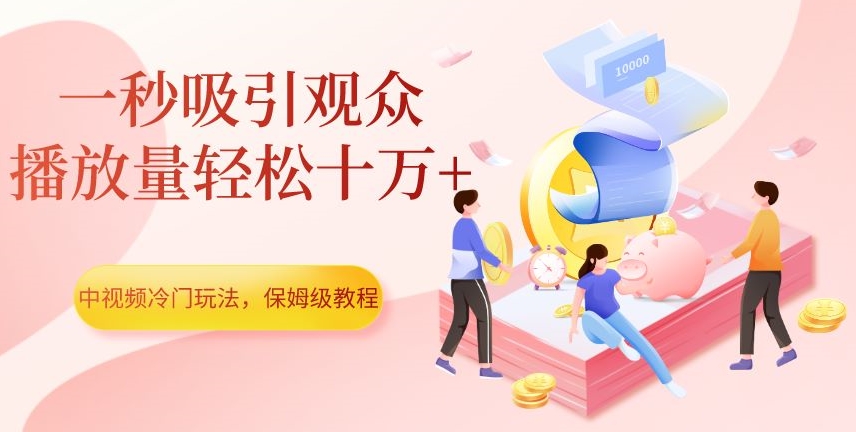 中视频冷门玩法，一秒吸引观众，播放量轻松十万+，保姆级教程【揭秘】-辉硕副业