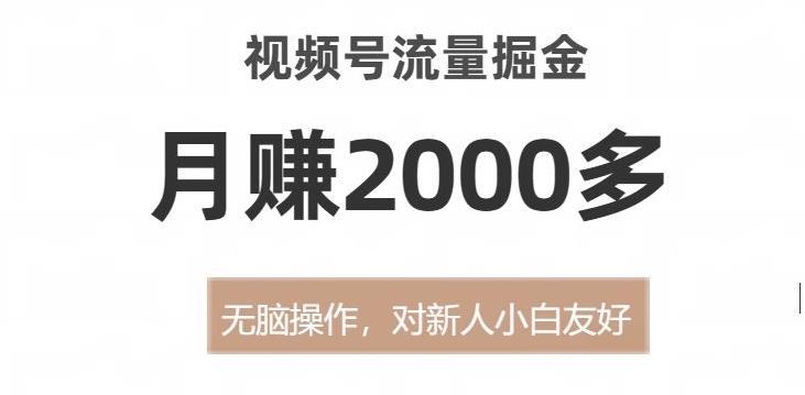 视频号流量掘金，无脑操作，对新人小白友好，月赚2000多【揭秘】-辉硕副业