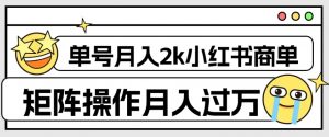 外面收费1980的小红书商单保姆级教程,单号月入2k,矩阵操作轻松月入过万-辉硕副业