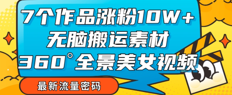 7个作品涨粉10W+，无脑搬运素材，全景美女视频爆款玩法分享【揭秘】-辉硕副业