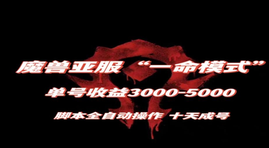 魔兽亚服一命模式，10天成号-单号3千-5千，脚本全自动操作，保姆级教学【揭秘】-辉硕副业