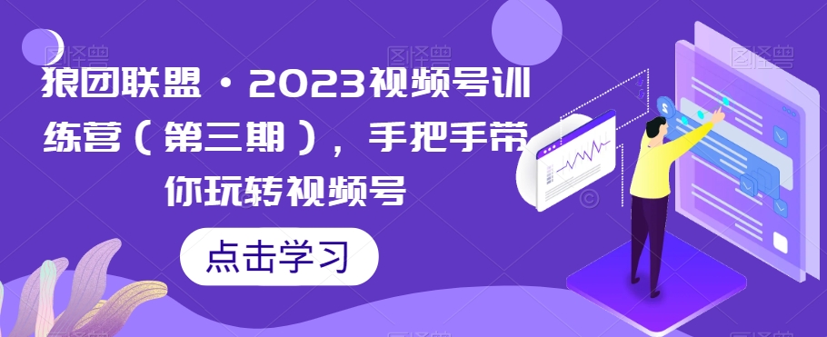 狼团联盟·2023视频号训练营（第三期），手把手带你玩转视频号-辉硕副业