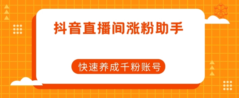 抖音直播间涨粉助手，快速养成千粉账号-辉硕副业