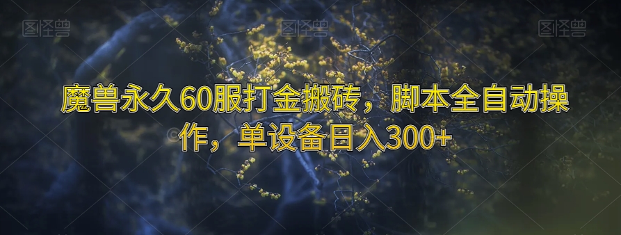 魔兽永久60服打金搬砖，脚本全自动操作，单设备日入300+【揭秘】-辉硕副业