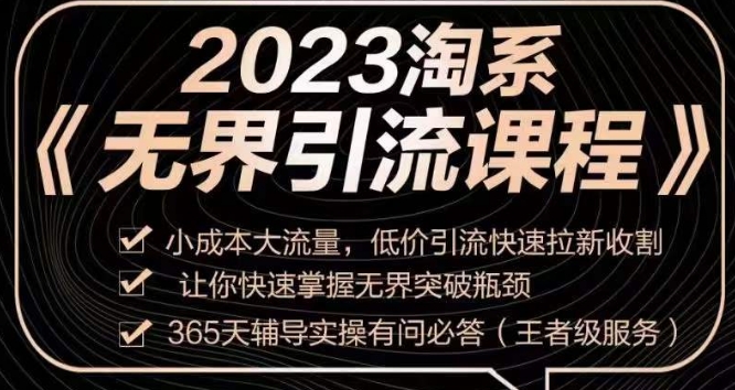2023淘系无界引流实操课程，​小成本大流量，低价引流快速拉新收割，让你快速掌握无界突破瓶颈-辉硕副业