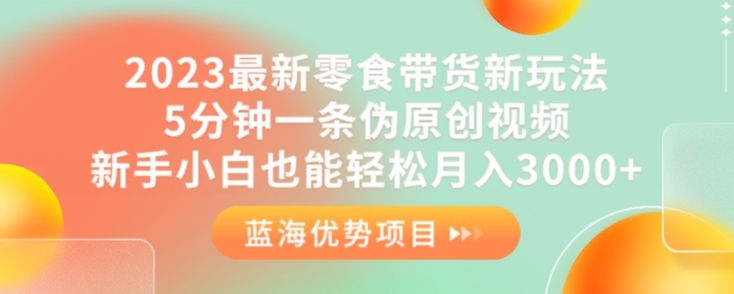 2023最新零食带货新玩法，5分钟一条伪原创视频，新手小白也能轻松月入3000+【揭秘】-辉硕副业