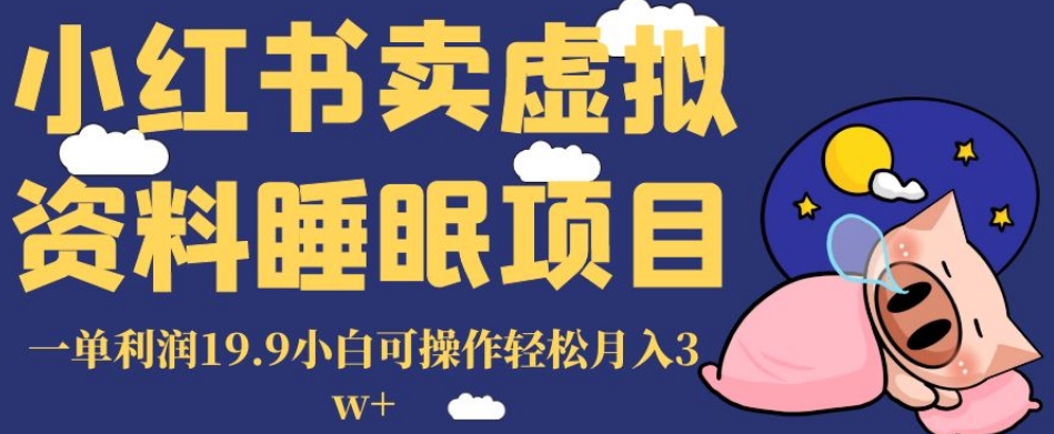 小红书卖虚拟资料睡眠项目，一单利润19.9小白可操作轻松月入3w+【揭秘】-辉硕副业