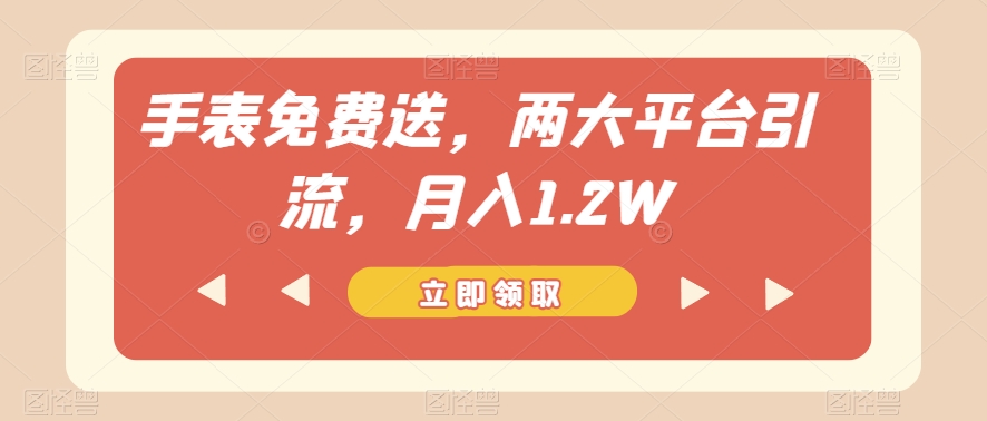 手表免费送，两大平台引流，月入1.2W【揭秘】-辉硕副业
