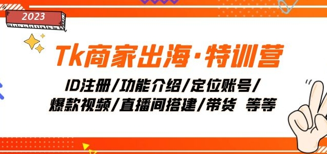 Tk商家出海·特训营：ID注册/功能介绍/定位账号/爆款视频/直播间搭建/带货-辉硕副业