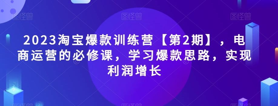 2023淘宝爆款训练营【第2期】，电商运营的必修课，学习爆款思路，实现利润增长-辉硕副业