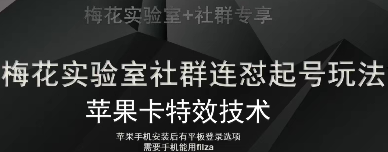梅花实验室社群视频号连怼起号玩法，最新苹果卡特效技术-辉硕副业