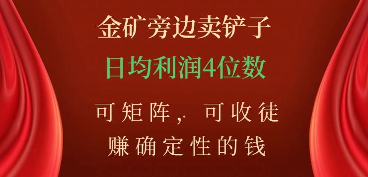 金矿旁边卖铲子，赚确定性的钱，可矩阵，可收徒，日均利润4位数【揭秘】-辉硕副业
