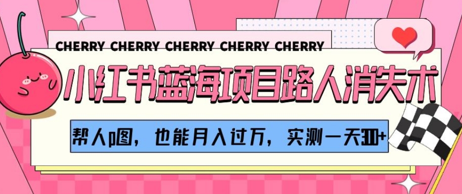 小红书蓝海项目路人消失术，帮人p图，也能月入过万，实测一天300+【揭秘】-辉硕副业