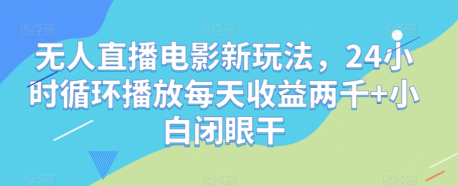 无人直播电影新玩法，24小时循环播放每天收益两千+小白闭眼干【揭秘】-辉硕副业