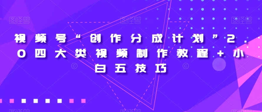 视频号“创作分成计划”2.0四大类视频制作教程+小白五技巧【揭秘】-辉硕副业