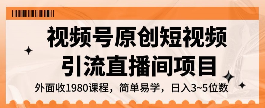 视频号原创短视频引流直播间项目，日入3~5五位数【揭秘】-辉硕副业